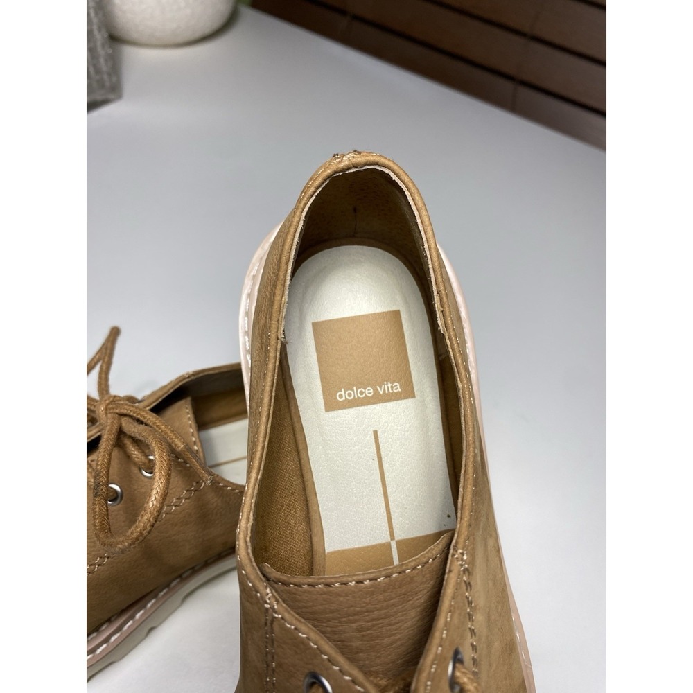 Whiskey Brown Platform Oxford Dolce Vita Womens Derby Shoes Leather 7.5M Brown - Picture 3 of 9